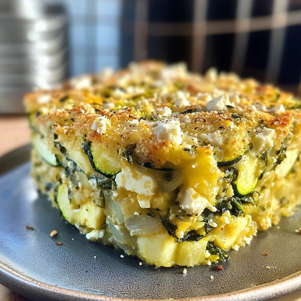 Baked Zucchini, Spinach, and Feta Casserole