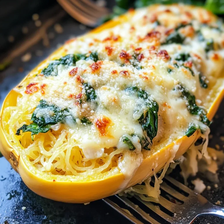 Cheesy Garlic Parmesan Spinach Spaghetti Squash
