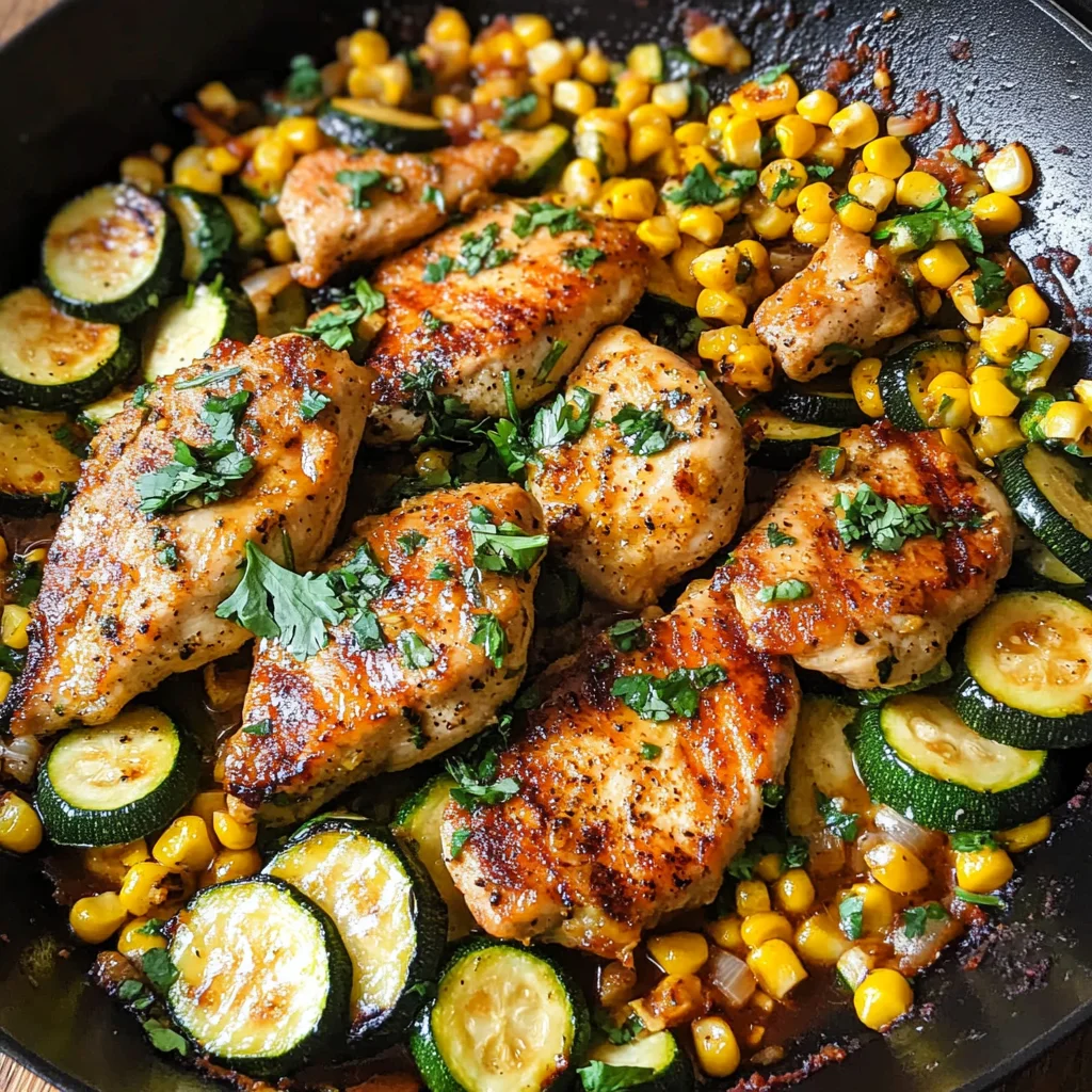Garlic Butter Chicken with Zucchini and Corn - One-Pan, 30-Minute Meal