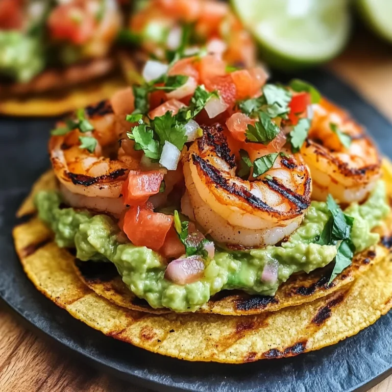 Grilled Shrimp Tostadas with Guacamole & Pico de Gallo