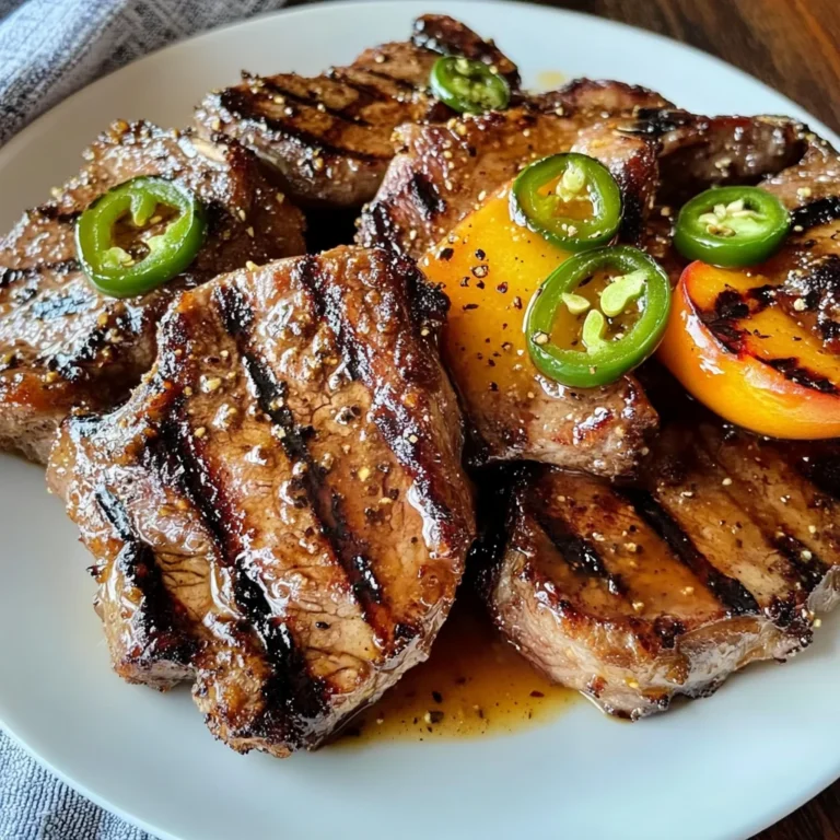 Juicy Grilled beef Chops with Spicy Peach Glaze