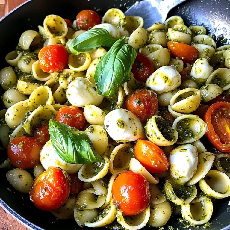 Orecchiette with Cherry Tomatoes, Mozzarella & Basil Pesto