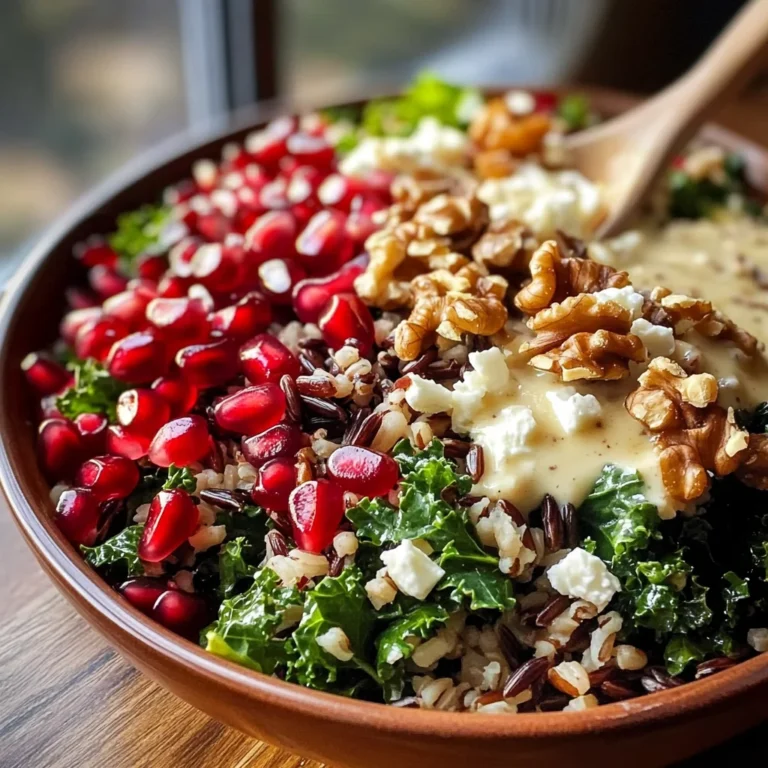 Pomegranate, Kale, and Wild Rice Salad with Walnuts and Feta