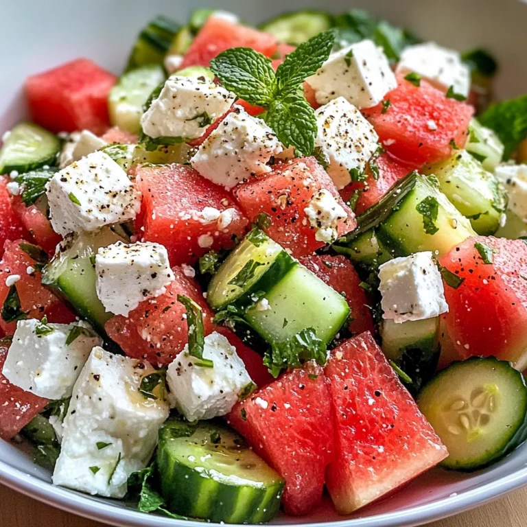SIMPLE Watermelon + Cucumber + Feta Salad