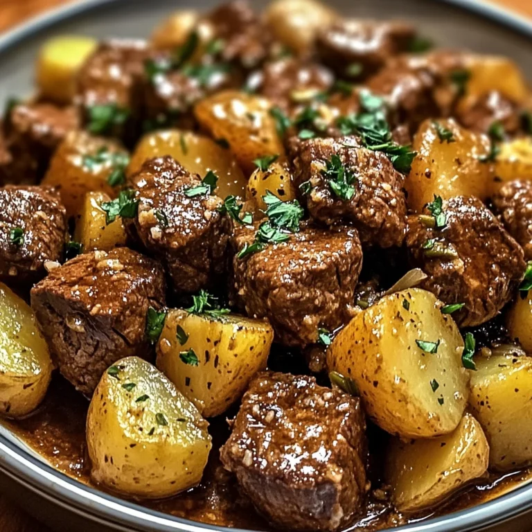 Slow Cooker Garlic Butter Beef Bites & Potatoes