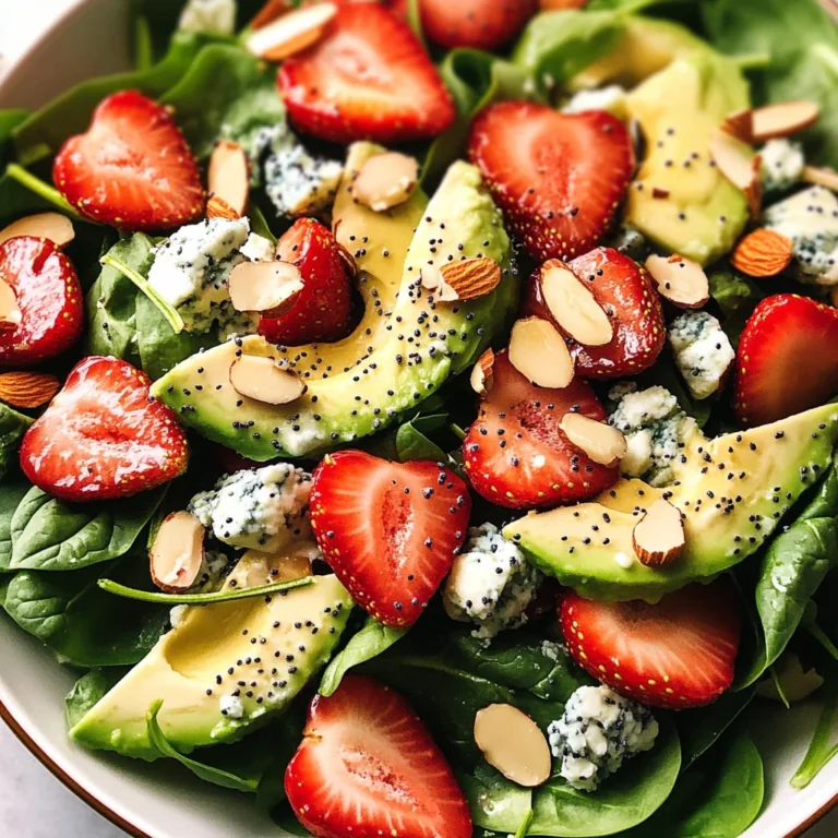 Strawberry Avocado Spinach Salad with Poppyseed Dressing