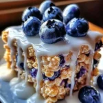 Blueberry Rice Krispies Treats with Vanilla Glaze