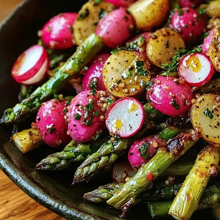 Roasted Asparagus and Radishes with Mustard Vinaigrette