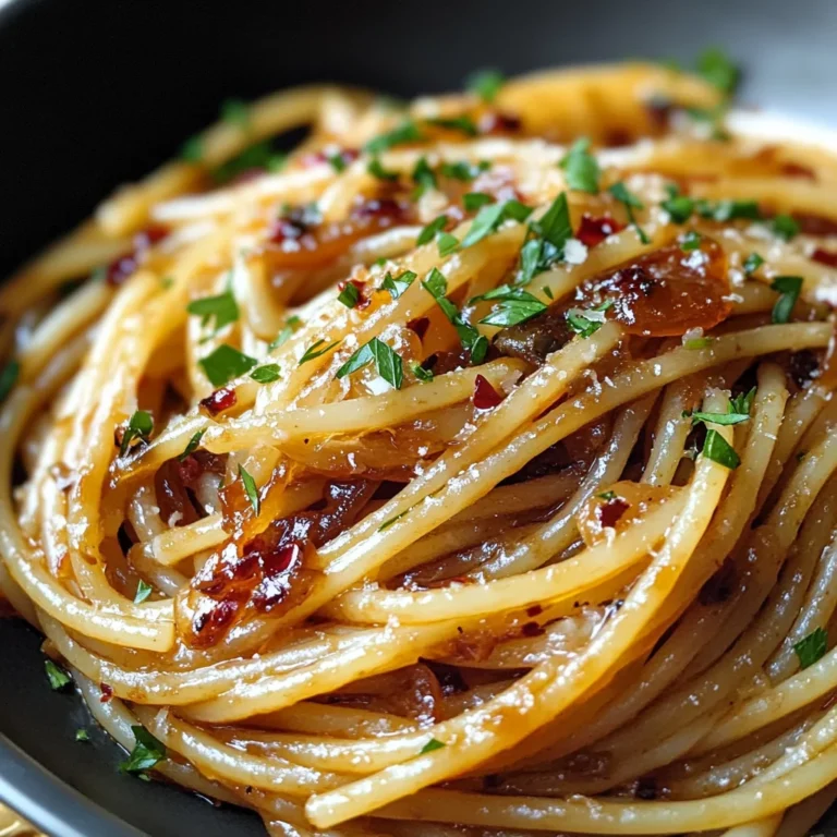 Caramelized Onion Pasta with Chilli Oil