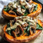 Creamy Mushroom and Spinach Stuffed Sweet Potatoes