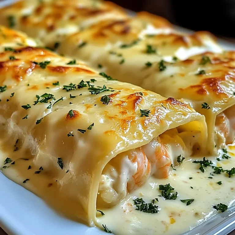 Dive into Decadence: Shrimp & Crab Alfredo Lasagna Roll-Ups You’ll Crave