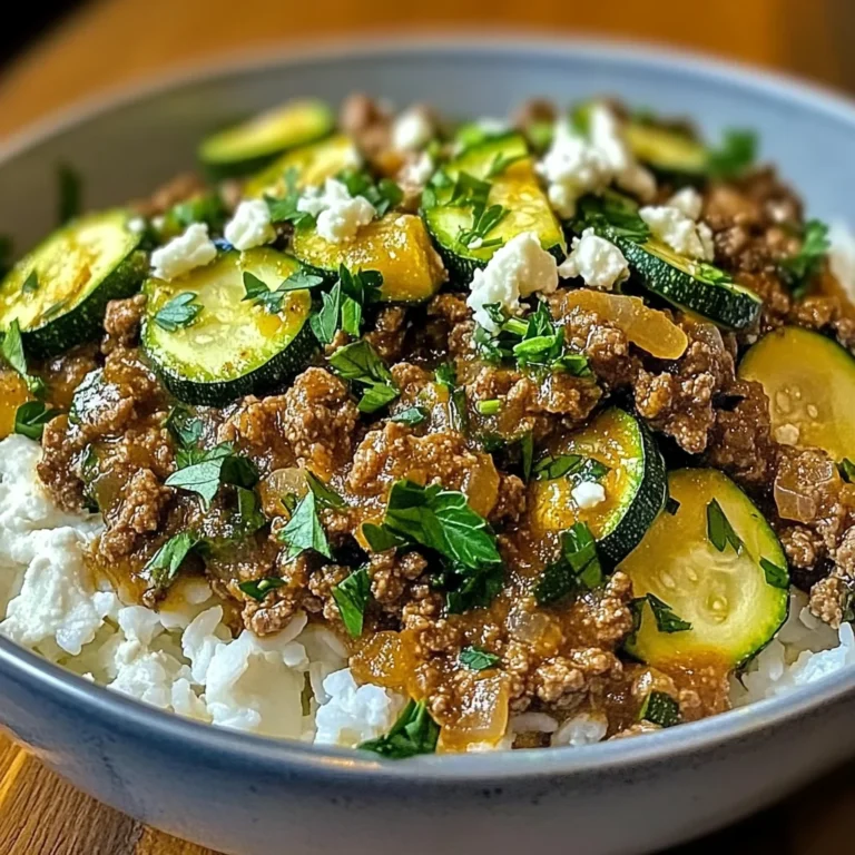 Greek-Style Beef and Zucchini Rice Bowl