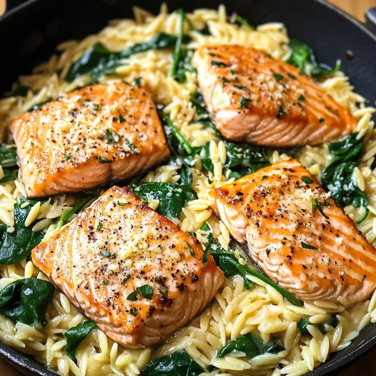 One Skillet Salmon with Lemon Orzo