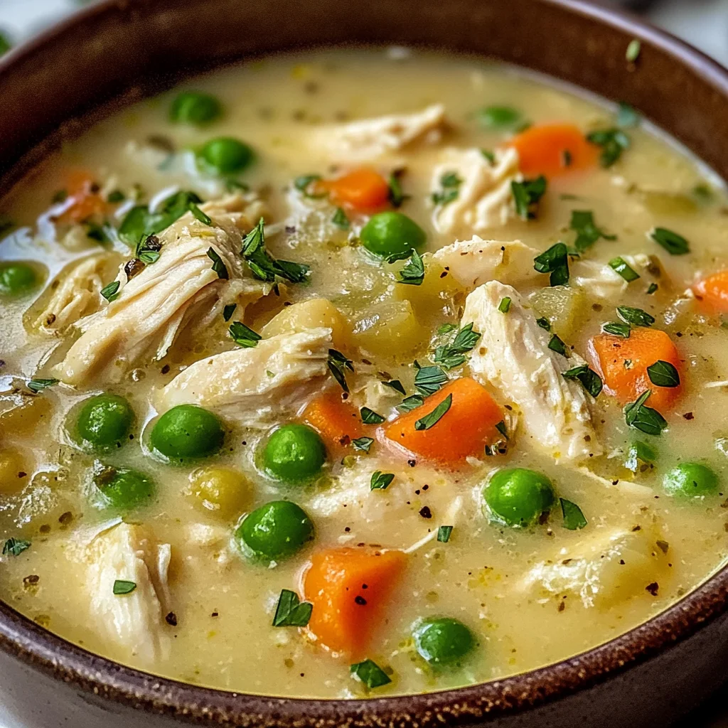 High Protein Chicken Pot Pie Soup