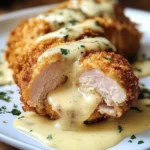 Chicken Cordon Bleu with Swiss Cheese Sauce is delicious.