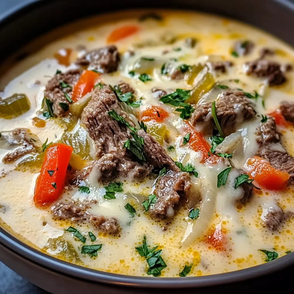 Creamy Philly Cheese Steak Soup