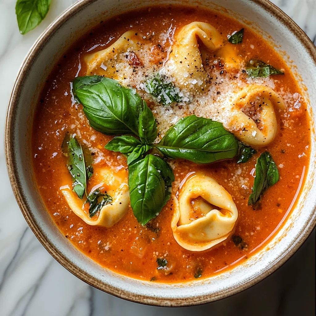 Creamy Tomato Tortellini Soup with Fresh Basil