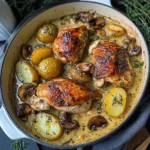 Herb Roasted Chicken in Creamy White Wine Sauce