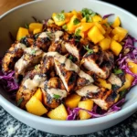 Jerk Chicken & Mango Slaw Bowls with Honey Lime Cream
