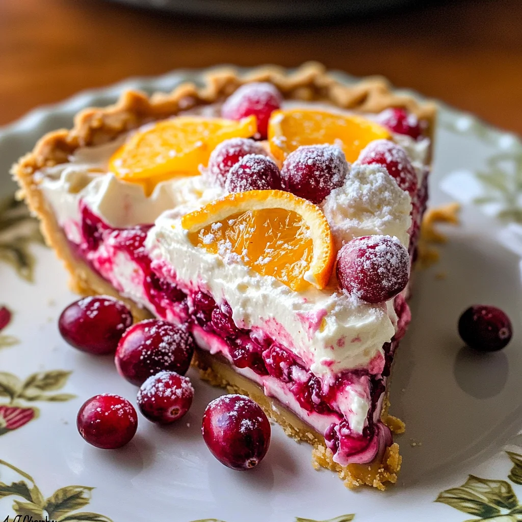 No Bake Cranberry Orange Cream Pie
