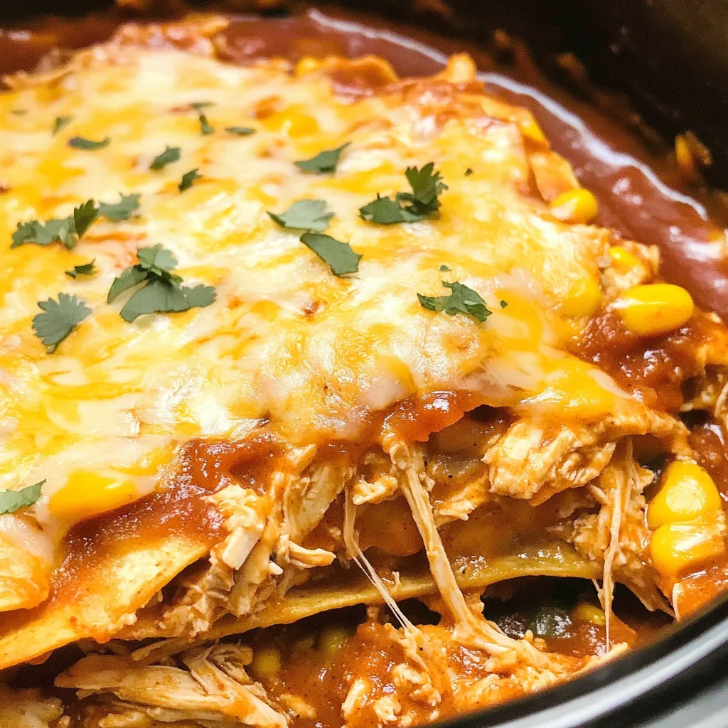 Slow Cooker Chicken Enchilada Casserole