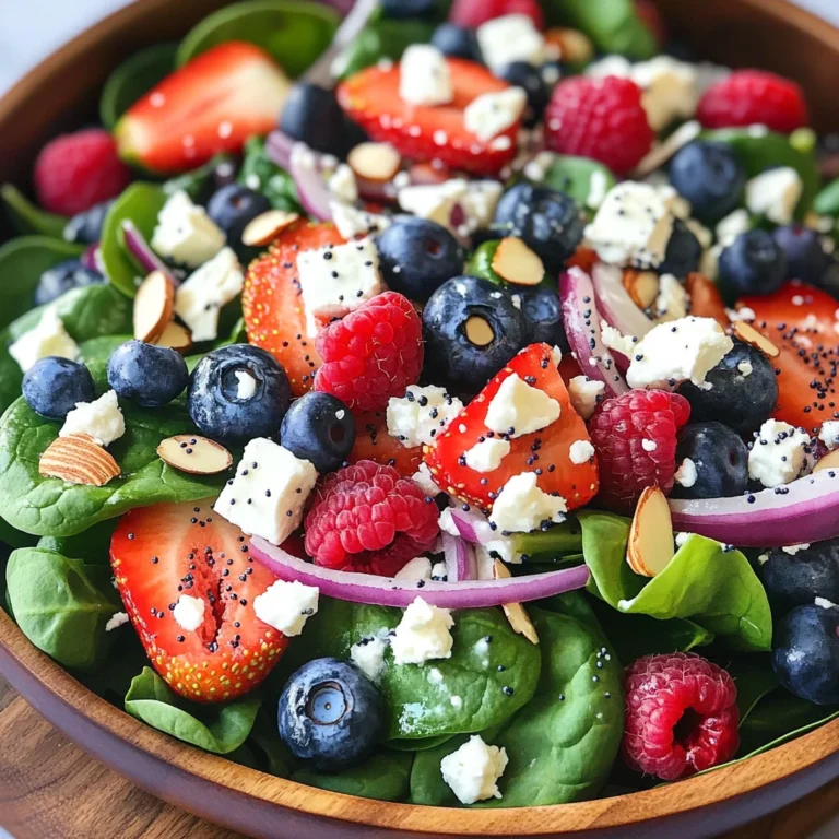 Spinach Berry Salad with Sweet Poppy Seed Dressing