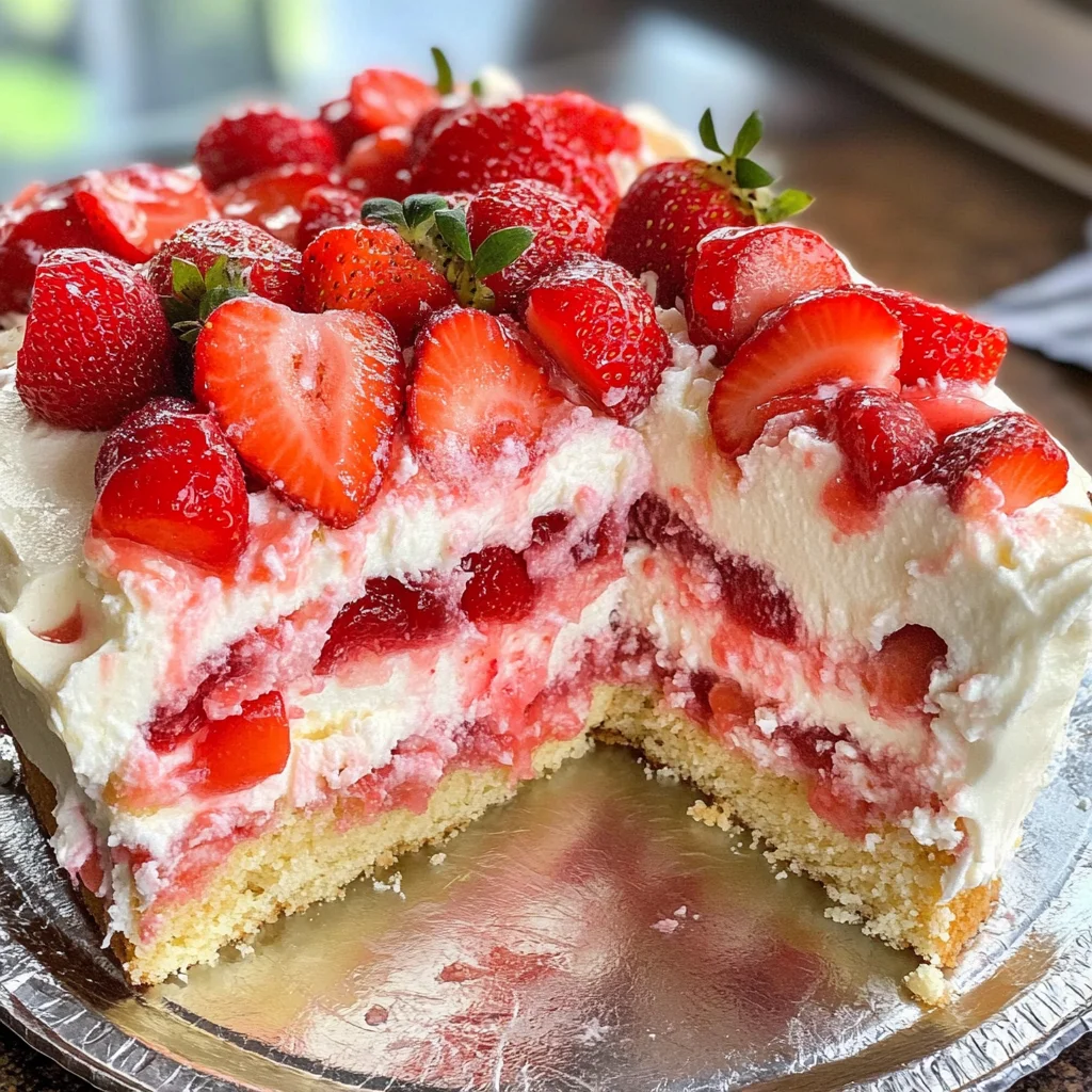 Strawberry Cheesecake Poke Cake